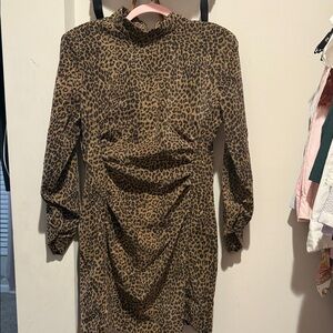 Zara Brown Leopard Long Sleeve Dress